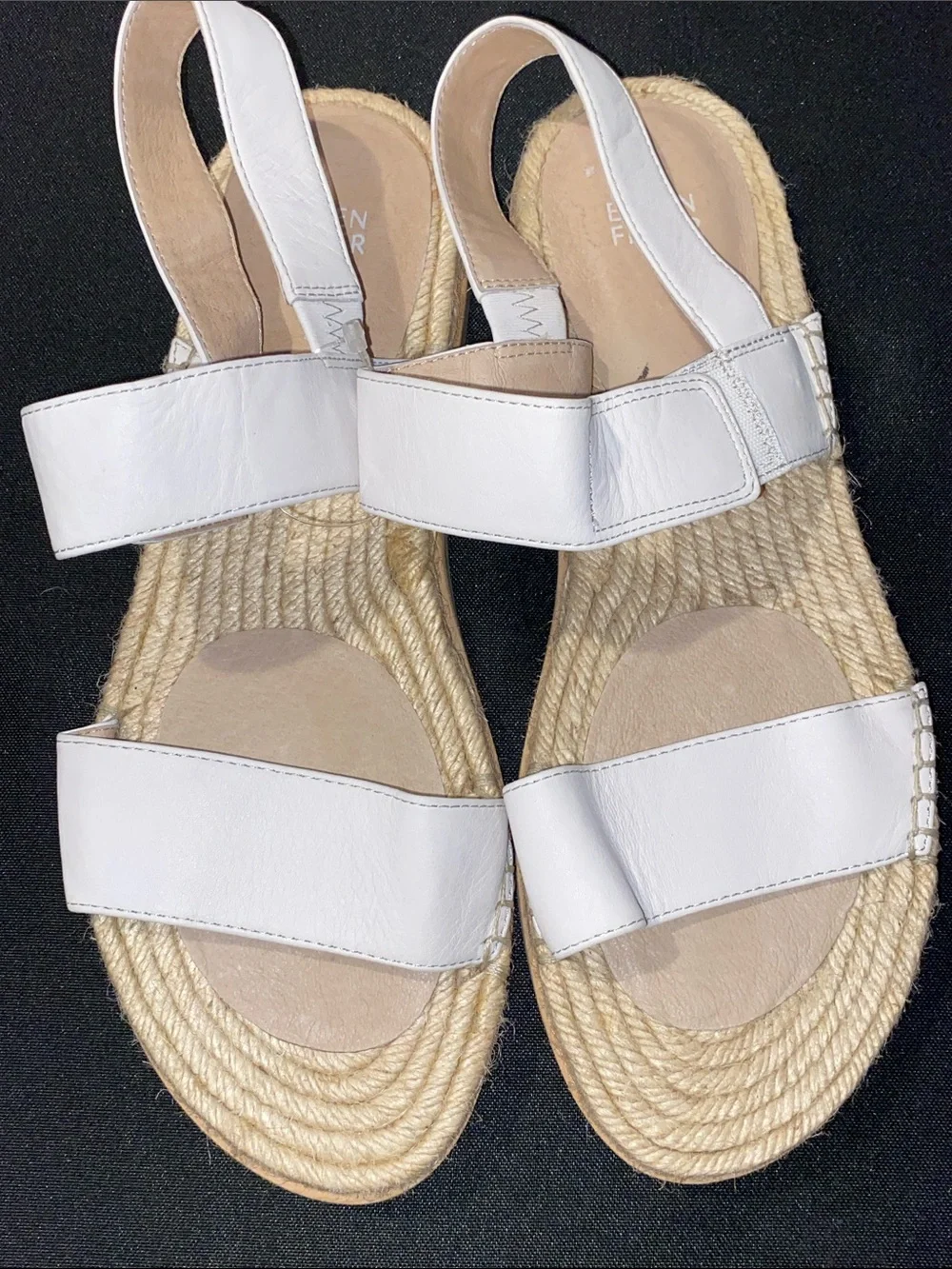 EILEEN FISHER MAX TUMBLED LEATHER ESPADRILLE SANDLE SIZE 11  ANKLE STRAP NWOT